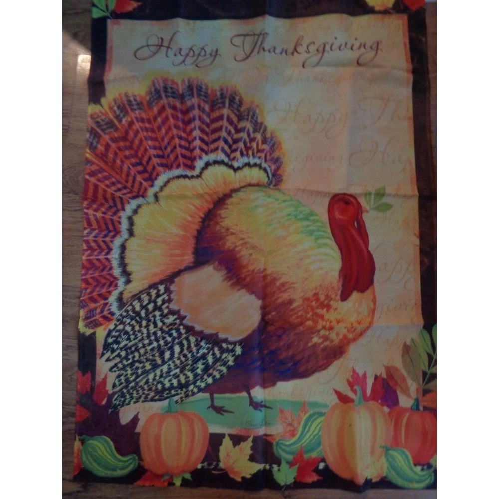Large Garden Yard Flag Happy Thanksgiving Turkey